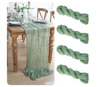 RUNNER DA TAVOLA VERDE SALVIA 90 X 300 CM IN GARZA BOHO - 4 PEZZI DECORATIVI PER