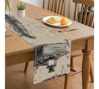 Runner da tavola vintage con libro e piume, decorazione classica ispirata alla letteratura, per casa, cene in famiglia e riunioni di vacanza, 33 x 183 cm