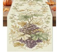 Runner da tavola vintage con uva botanica e uva autunnale, 33 x 228 cm