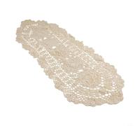 Runner da tavola vintage in pizzo all'uncinetto, in cotone, motivo floreale, 30 x 80 cm, forma ovale, lavabile in lavatrice, decorazione per la casa e la sala da pranzo (beige)