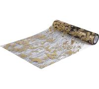 Runner da tavolo, 28 cm x 9 m, lucido, runner da tavolo, in pellicola dorata, per matrimoni, compleanni, feste, carnevale, battesimi, comunioni, Natale, matrimoni dorati, colore nero e oro