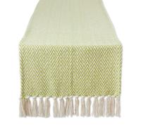 RUNNER DA TAVOLO A CHEVRON TELATO A MANO AVOCADO 15x108