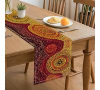 Runner da tavolo astratto colorato, vivaci motivi circolari per autunno, decorazione per la casa, sala da pranzo e riunioni di vacanza, 33 x 183 cm