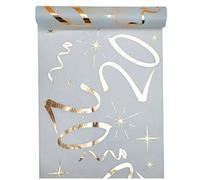 Runner da tavolo bianco dorato 20 anni 30 cm x 5 m