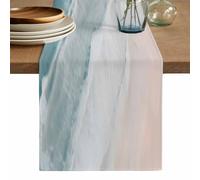 Runner da tavolo blu con onde oceaniche e mare, lungo 274 cm, tovaglia estiva da cucina, per comò, decorazione per caffè, western, feste, matrimoni, 33 x 274 cm