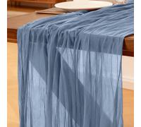 Runner da Tavolo Blu Nebbioso, 300 x 90 cm Runner da Tavolo in Garza Bohémien Adatto per Matrimoni, Feste, Natale, Capodanno, Baby Shower, Addii al Nubilato e Decorazioni da Tavola