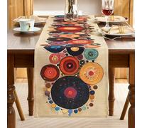 Runner da Tavolo Boho con Grandi Pois Colorati in Misto Cotone e Lino 40x140cm, Runner Tavola Centrotavola Retro Design, Tovaglia Rettangolare Campagnolo per Tavolo da Pranzo, Credenza, Comodino Ecc
