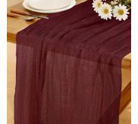 Runner da Tavolo Borgogna in Stile Boho, 280 x 80 CM Runner da Tavolo in Garza, Adatto per Matrimoni, Compleanni, Natale, Tavole di Capodanno e Decorazioni ad Arco