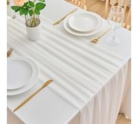 Runner da Tavolo Chiffon Bianco 75 x 220 cm Elegante Runner Tavola Primavera Moderno Lavabili Tovaglia Decorazione per Matrimoni Festa Matrimoni Festività Compleanno Baby Shower