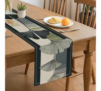 Runner da tavolo con foglie di ginkgo, decorazione moderna geometrica botanica per tavolo da pranzo autunnale, elegante per la casa e le vacanze, 33 x 183 cm
