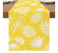 Runner da tavolo con foglie tropicali gialle, elegante design floreale botanico per l'estate, decorazione per la casa, sala da pranzo e riunioni all'aperto, 33 x 274 cm