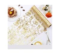 Runner Da Tavolo Con Paillettes 2 pezzi di runner da tavola scintillanti, paillettes, glitter, lamina metallica, rotolo maglia sottile, decorazioni for feste, compleanni(Gold,28cmx1000cm)