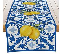 Runner da tavolo decorativo a quadri blu italiani per sala da pranzo, cucina, cassettiera, festa, festa, regalo di inaugurazione della casa, per donna, coppia, nuova casa, 33 x 183 cm