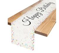 Runner Da Tavolo Di Compleanno, 33 X 183 CM, Decorazione Di Buon Compleanno, Lavabile Tovaglia Di Compleanno Con Coriandoli, Adatto Per La Decorazione Di Feste Per Bambini Per Ragazzi E Ragazze