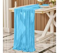 Runner da tavolo in garza Azzurro, 300 x 90 cm, runner da tavolo in garza bohémien per matrimoni, feste, baby shower, addio al nubilato, decorazione per la tavola della cucina