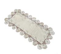 Runner da tavolo in lino in stile europeo con delicati bordi in pizzo, tovaglia rettangolare per la casa, tappetini decorativi floreali per tavoli da pranzo e soggiorno (40 x 290 cm)