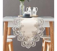 Runner da tavolo in pizzo vintage, in macramè, per cucina, casa, feste di Natale (16 x 120 cm, bianco off)