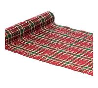 Runner da tavolo in tessuto Tartan Paisley 28CMX3M Rosso