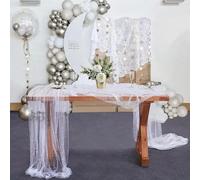 Runner da tavolo in tulle bianco Tovaglia in tulle perlato Tovaglia bianca Tessuti per velo da sposa per decorazioni per la tavola da dessert con arco nuziale