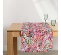 Runner da tavolo in voile di cotone con stampa vegetale multicolore 50x150 cm