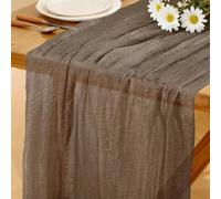 Runner da Tavolo Marrone in Stile Boho, 280 x 80 CM Runner da Tavolo in Garza, Adatto per Matrimoni, Compleanni, Natale, Tavole di Capodanno e Decorazioni ad Arco
