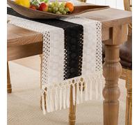 Runner da Tavolo Moderno Nero Beige Inverno Stile Country, Runner Tavolo con Nappe a Mano Stile Rustico Lavabile, Centro Tavola Centrini, per Il per la Sala da Pranzo Cucina Festivo 30x140cm