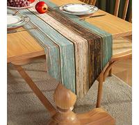 Runner da Tavolo Moderno Soggiorno Tavolo Set Verde Runner Spazio Set Antico Vecchio Rustico Legno Blu-Beige-Marrone Tovagliette per Tavolo da Pranzo Festa Matrimonio Biancheria 40x140cm