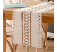 Runner da tavolo moderno tessuto juta naturale 30 x 200 bianco macramé boemo lavabile rustici rustici lino centro tavola decorativo salotto per matrimoni feste battesimo vacanze