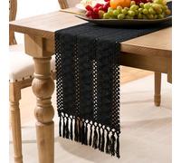 Runner da Tavolo Nero Moderno Macrame Primavera Stile Country Velvhom Boho Stile Rustico Lavabile per il Tavolo 30x140cm per Festivo Matrimonio