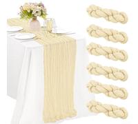 Runner da tavolo per baby shower, confezione da 6 eleganti drappeggi (beige | Stile boho, dimensioni 43,2 x 274,3 cm, colore beige, confezione da 6, si adatta alla maggior parte dei tavoli