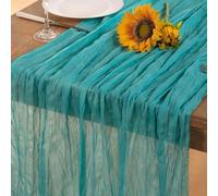 Runner da tavolo per baby shower, confezione da 6 eleganti drappeggi (blu | Stile boho, dimensioni 43,2 x 274,3 cm, colore beige, confezione da 6, si adatta alla maggior parte dei tavoli