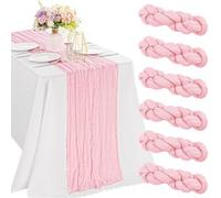 Runner da tavolo per baby shower, confezione da 6 eleganti drappeggi (rosa | Stile boho, dimensioni 43,2 x 274,3 cm, colore beige, confezione da 6, si adatta alla maggior parte dei tavoli