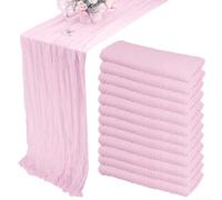 Runner da tavolo per baby shower, confezione da 6 eleganti drappeggi (rosa | Stile boho, dimensioni 43,2 x 274,3 cm, colore beige, confezione da 6, si adatta alla maggior parte dei tavoli