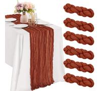 Runner da tavolo per baby shower, confezione da 6 eleganti drappeggi, rosso | Stile boho, dimensioni 43,2 x 274,3 cm, colore beige, confezione da 6, si adatta alla maggior parte dei tavoli