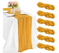 Runner da tavolo per baby shower, confezione da 6 eleganti drappeggi | Stile boho, dimensioni 43,2 x 274,3 cm, colore beige, confezione da 6, si adatta alla maggior parte dei tavoli