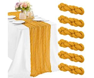 Runner da tavolo per baby shower, confezione da 6 eleganti drappeggi | Stile boho, dimensioni 43,2 x 274,3 cm, colore beige, confezione da 6, si adatta alla maggior parte dei tavoli