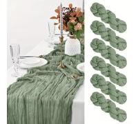 Runner da tavolo per baby shower, confezione da 6 eleganti drappeggi (verde | Stile boho, dimensioni 43,2 x 274,3 cm, colore beige, confezione da 6, si adatta alla maggior parte dei tavoli