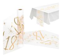 Runner da tavolo per compleanno, 28 cm x 10 m, colore oro, 18 compleanno, decorazione per ragazzi e ragazze, in tulle dorato, per feste di anniversario ed eventi