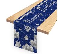 Runner da tavolo per compleanno, blu e argento, tovaglia colorata Happy Birthday, tovaglia Happy Birthday, coriandoli, decorazione da tavolo per bambini e bambine, 180 x 35 cm (blu)