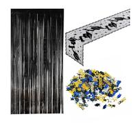 Runner Da Tavolo Per Laurea In 1 Pezzo, Confezione Di Coriandoli Per Laurea, 1 Pezzo Di Tenda In Seta Nera Antipioggia, Runner Da Tavolo Per Laurea, Tovaglia Per La Stagione Della Laurea