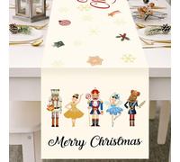 Runner da Tavolo per Natale con Schiaccianoci,Rosso Tovaglia Corridore da Tavolo Lino Moderno Tavolo Stampata Natalizia Runner Lavabile Runner Natalizio Decorazioni Natalizie Casa da Tavola
