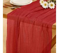 Runner da Tavolo Rosso in Stile Boho, 280 x 80 CM Runner da Tavolo in Garza, Adatto per Matrimoni, Compleanni, Natale, Tavole di Capodanno e Decorazioni ad Arco