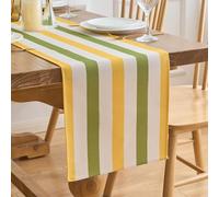 Runner da tavolo Strisce Moderno Verde Giallo Lavabile Runner Tavola Decorazione per Cucina per Primavere ed Estate Soggiorno Tavolo da Pranzo Vacanze Feste Matrimoni Lino 40 x 140 cm
