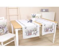 Runner decorativo per la primavera e l'estate, in tessuto lavabile, 140 x 45 cm, 100% jacquard, per sala da pranzo, compleanno, fattoria, cucina, decorazione da tavolo, armonia lavanda