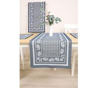 Runner decorativo per la primavera e l'estate, in tessuto lavabile, 140 x 45 cm, 100% jacquard, per sala da pranzo, compleanno, fattoria, cucina, decorazione da tavolo, margherita blu