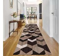 Runner di Tappeti Lavabili a Macchina per Corridoio Marrone Grigio Morbidi 3/3,5/4/4,5/5/6/7/8/9M per Area per Corridoi Patio Salone Riunioni Tappeto(80 * 800cm)