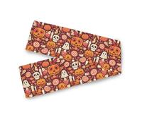 Runner extra lungo da tavolino da caffè, dolcetto o scherzetto, teschi, candele, dolci, stile fattoria, decorazione autunnale, decorazione per interni ed esterni, 33 x 178 cm