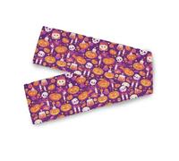 Runner extra lungo per tavolino da caffè, dolcetto o scherzetto, teschi, candele, dolci, decorazione autunnale, decorazione per interni ed esterni, runner per fattoria, 33 x 228 cm