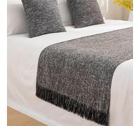 Runner Letto In Cotone Lino, Frange, Stile Boho, 4 Misure, 8 Colori