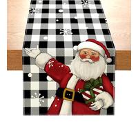 Runner Natalizio Da Tavolo,40 X 140 Cm Tovaglia Natalizia in Lino,Tovaglia Di Babbo Natale E Pupazzo Di Neve Alce,Runner Tavola Moderno Natale Decorazioni,Per Feste Di Natale Runner Da Tavola, (A)